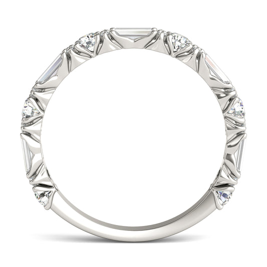 1 1/10 CTW Straight Baguette Alternating Anniversary Ring 14K White Gold