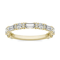 1 1/10 CTW Straight Baguette Alternating Anniversary Ring 14K Yellow Gold