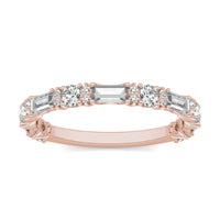 1 1/10 CTW Straight Baguette Alternating Anniversary Ring 14K Rose Gold