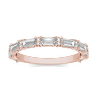 1 1/4 CTW Straight Baguette Alternating Anniversary Ring 14K Rose Gold