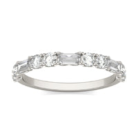 7/8 CTW Straight Baguette Alternating Anniversary Ring 14K White Gold