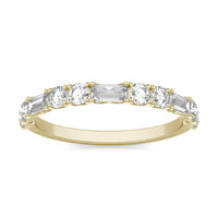 7/8 CTW Straight Baguette Alternating Anniversary Ring 14K Yellow Gold