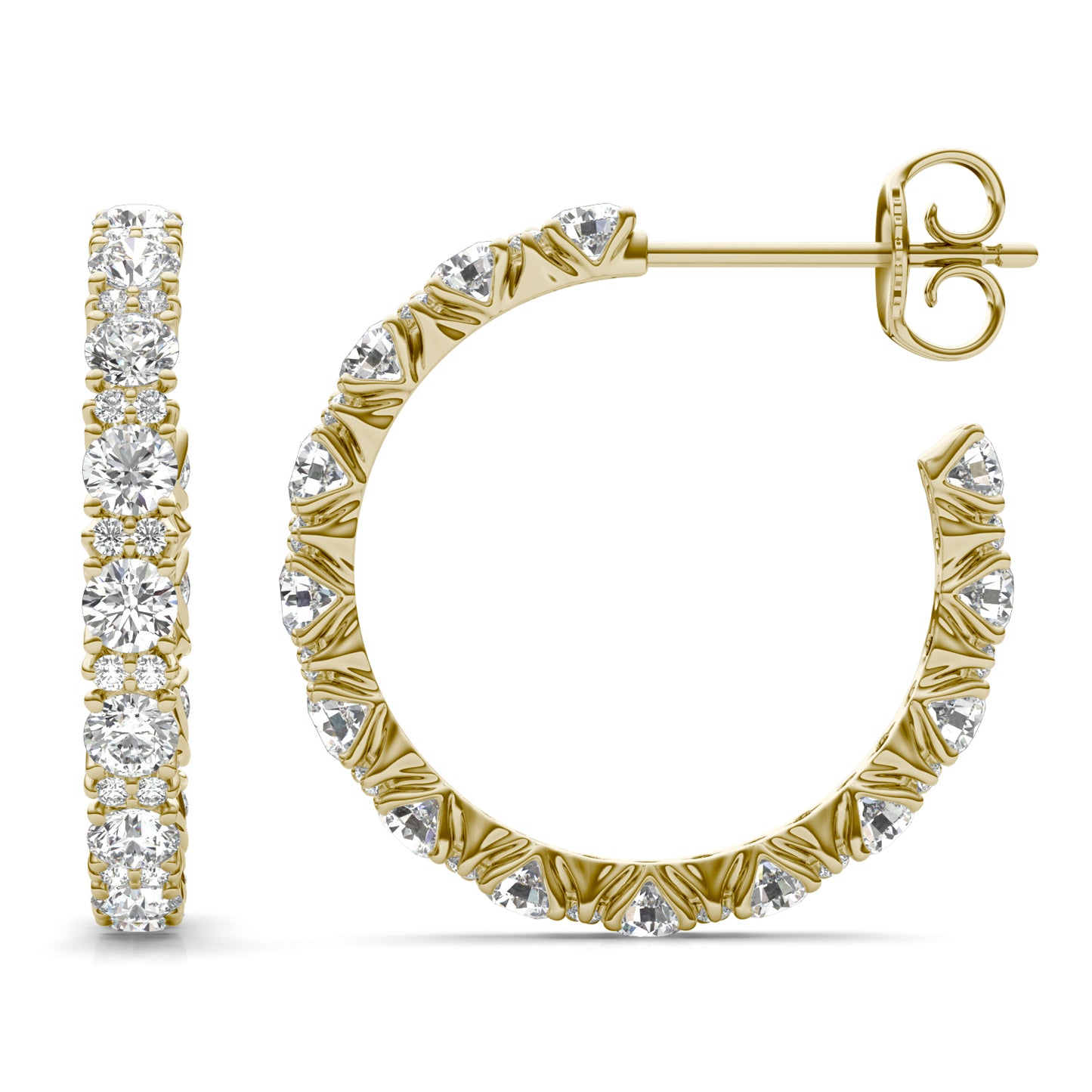 1 7/8 CTW Round Caydia Lab Grown Diamond Accented Hoop Earrings 14K Yellow Gold