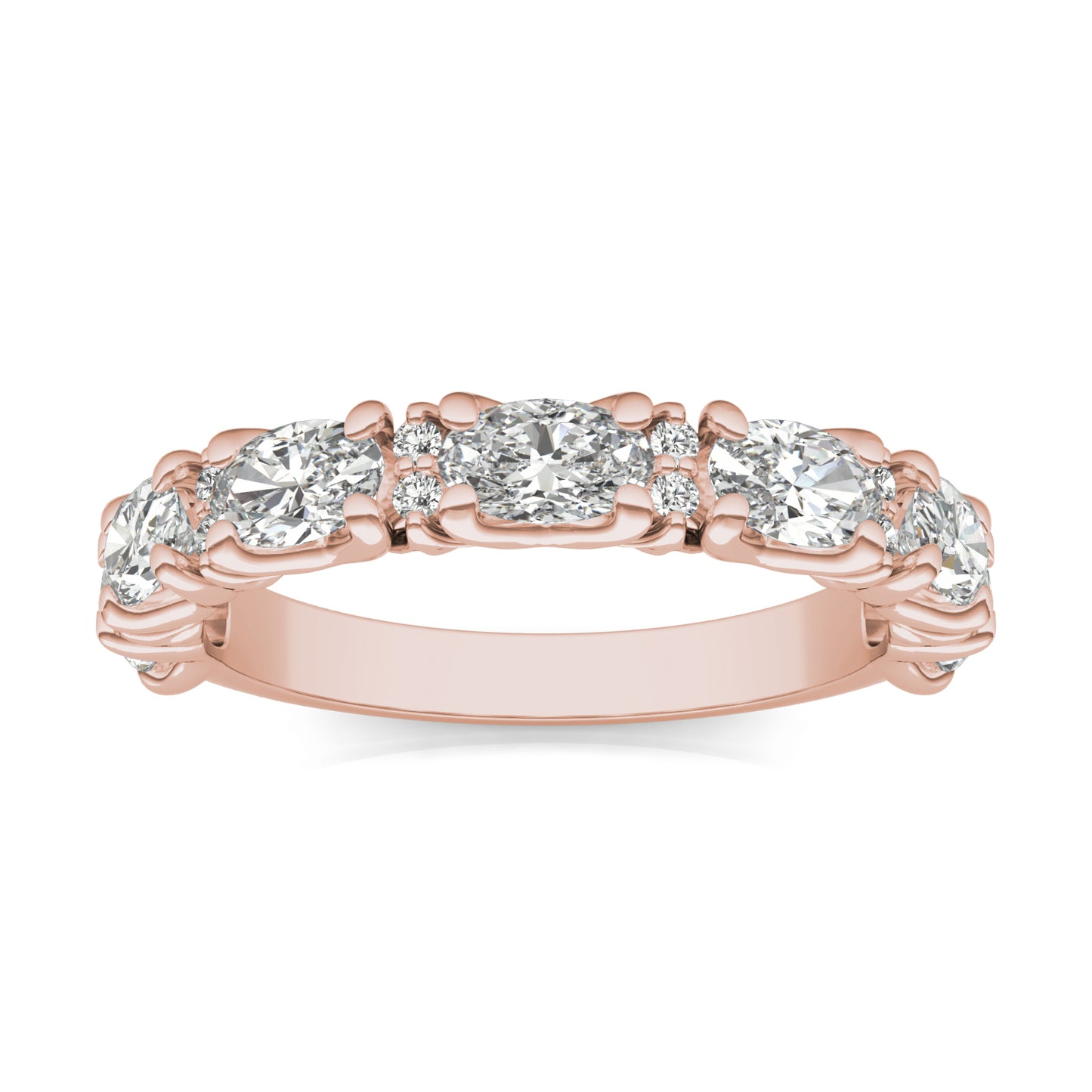 1 7/8 CTW Oval Caydia Lab Grown Diamond Alternating Anniversary Ring 14K Rose Gold