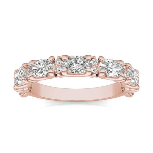 1 7/8 CTW Oval Caydia Lab Grown Diamond Alternating Anniversary Ring 14K Rose Gold