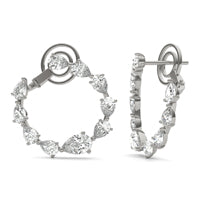 2 7/8 CTW Pear Caydia Lab Grown Diamond Bypass Hoop Earrings 18K White Gold