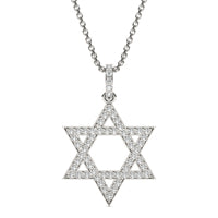 1/3 CTW Round Caydia Lab Grown Diamond Star of David Necklace 14K White Gold
