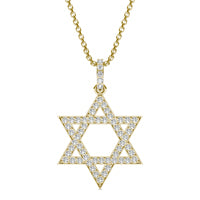 1/3 CTW Round Caydia Lab Grown Diamond Star of David Necklace 14K Yellow Gold