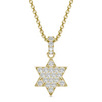 2/5 CTW Round Caydia Lab Grown Diamond Star of David Pendant Necklace 14K Yellow Gold