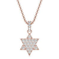 2/5 CTW Round Caydia Lab Grown Diamond Star of David Pendant Necklace 14K Rose Gold