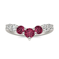 3/8 CTW Round Caydia Lab Grown Diamond Curved Graduated Fashion Ring 14K White Gold featuring Created Ruby