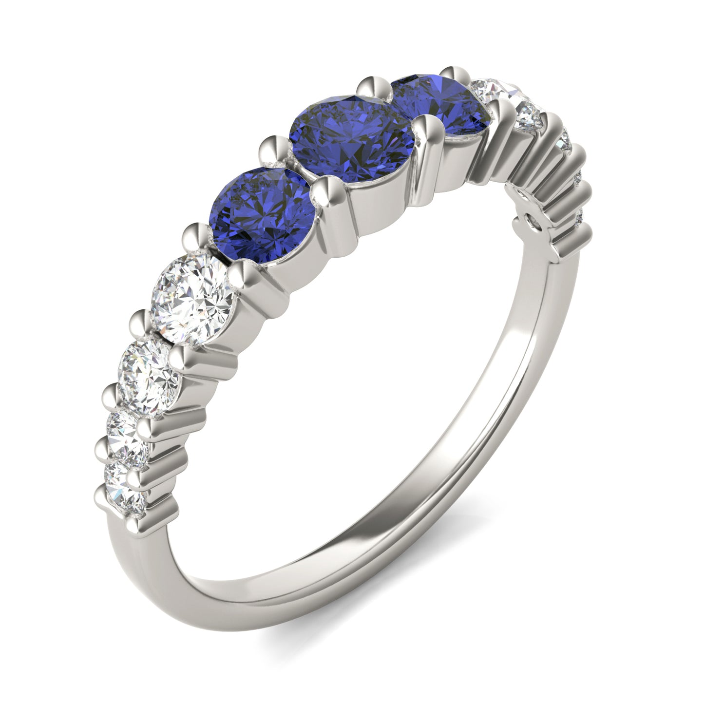 2/5 CTW Round Caydia Lab Grown Diamond Graduated Fashion Ring 14K White Gold featuring Created Sapphire