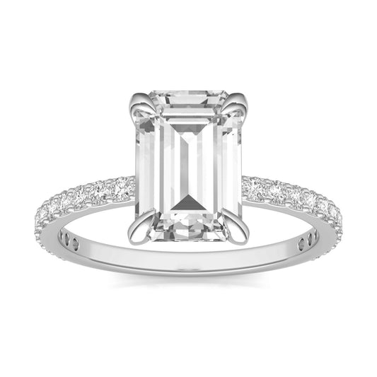 **Special Order - Emerald Martini Accented Engagement Ring14K White Gold, Near-Colorless (GH), Ring Size 6.0