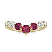 3/8 CTW Round Caydia Lab Grown Diamond Curved Graduated Fashion Ring 14K Yellow Gold featuring Created Ruby