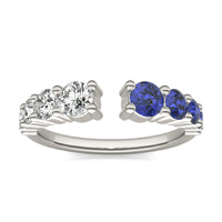 5/8 CTW Round Caydia Lab Grown Diamond Open Graduated Fashion Ring 14K White Gold featuring Created Sapphire