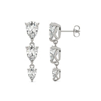 5.74 CTW DEW Pear Forever One Moissanite Graduated Drop Earrings 14K White Gold