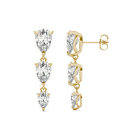 5.74 CTW DEW Pear Forever One Moissanite Graduated Drop Earrings 14K Yellow Gold