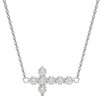 1/2 CTW Round Caydia Lab Grown Diamond Sideways Cross Necklace 14K White Gold