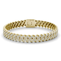 8 1/15 CTW Round Caydia Lab Grown Diamond Cuban Link 8in Bracelet 14K Yellow Gold