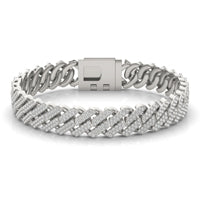 8 1/8 CTW Round Caydia Lab Grown Diamond Cuban Link 8in Bracelet 14K White Gold