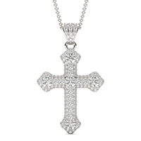 1 1/3 CTW Round Caydia Lab Grown Diamond Accented Mens Cross Necklace 14K White Gold
