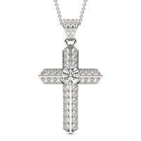 **Special Order - Forever One Moissanite Gilded Cross Pendant in 14K White Gold
