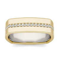 2/5 CTW Round Caydia Lab Grown Diamond Geometric Eternity Ring Two-Tone White And Yellow Gold