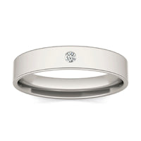 0.03 CTW Round Caydia Lab Grown Diamond Solitaire Comfort-Fit 6MM Ring 14K White Gold