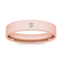 0.03 CTW Round Caydia Lab Grown Diamond Solitaire Comfort-Fit 6MM Ring 14K Rose Gold