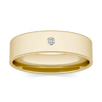 0.03 CTW Round Caydia Lab Grown Diamond Solitaire Comfort-Fit 7MM Ring 14K Yellow Gold
