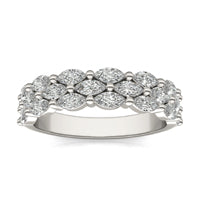 1 1/3 CTW Marquise Three Row Anniversary Ring 14K White Gold