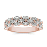 1 1/3 CTW Marquise Three Row Anniversary Ring 14K Rose Gold