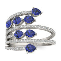 1/2 CTW Round Caydia Lab Grown Diamond Statement Ring 14K White Gold featuring Created Sapphire