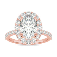 3.28 CTW DEW Elongated Oval Forever One Moissanite Classic Halo Ring 14K Rose Gold