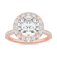 2.98 CTW DEW Round Forever One Moissanite Classic Halo Ring 14K Rose Gold