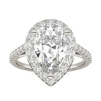 4.22 CTW DEW Pear Forever One Moissanite Halo Ring 14K White Gold