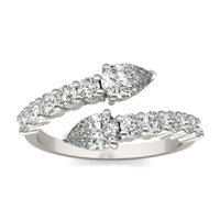 1 1/2 CTW Pear Caydia Lab Grown Diamond Couture Bypass Fashion Ring 14K White Gold