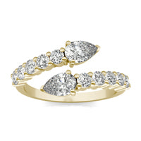 1 1/2 CTW Pear Caydia Lab Grown Diamond Couture Bypass Fashion Ring 14K Yellow Gold