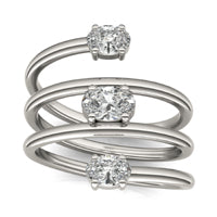 7/8 CTW Oval Caydia Lab Grown Diamond Couture Three Stone Statement Ring 14K White Gold