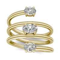 7/8 CTW Oval Caydia Lab Grown Diamond Couture Three Stone Statement Ring 14K Yellow Gold