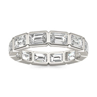 3 CTW Emerald Caydia Lab Grown Diamond Couture Bezel Set East-West Eternity Ring 14K White Gold