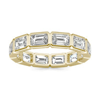 3 CTW Emerald Caydia Lab Grown Diamond Couture Bezel Set East-West Eternity Ring 14K Yellow Gold