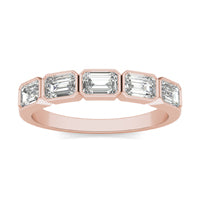 1 1/4 CTW Emerald Caydia Lab Grown Diamond Couture Bezel Set Five Stone Ring 14K Rose Gold