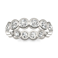 3 CTW Round Caydia Lab Grown Diamond Couture Bezel Set Eternity Ring 18K White Gold