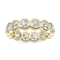 3 CTW Round Caydia Lab Grown Diamond Couture Bezel Set Eternity Ring 18K Yellow Gold