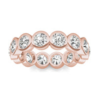 3 CTW Round Caydia Lab Grown Diamond Couture Bezel Set Eternity Ring 18K Rose Gold