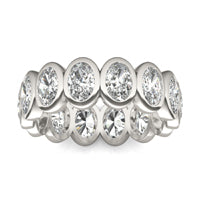 3 1/2 CTW Oval Caydia Lab Grown Diamond Couture Bezel Set Eternity Ring 14K White Gold