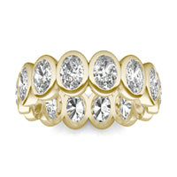 3 1/2 CTW Oval Caydia Lab Grown Diamond Couture Bezel Set Eternity Ring 14K Yellow Gold