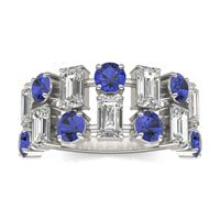 2 1/3 CTW Emerald Caydia Lab Grown Diamond Couture Two Row Alternating Ring 14K White Gold featuring Created Sapphire