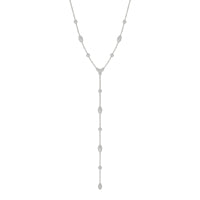 17 1/2 CTW Round Caydia Lab Grown Diamond Couture Pave Lariat Necklace 18K White Gold